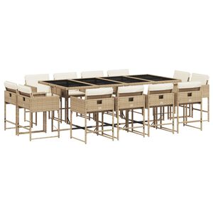 vidaXL 13-osaline aia s&ouml;&ouml;gim&ouml;&ouml;bli komplekt patjadega, beež, PE-rotang