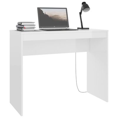 vidaXL kirjutuslaud, kõrgläikega valge, 90x40x72 cm, tehispuit