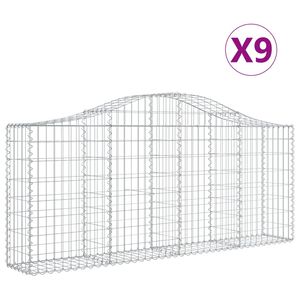 vidaXL kaarekujulised gabioonkorvid 9 tk, 200x30x80/100 cm, raud