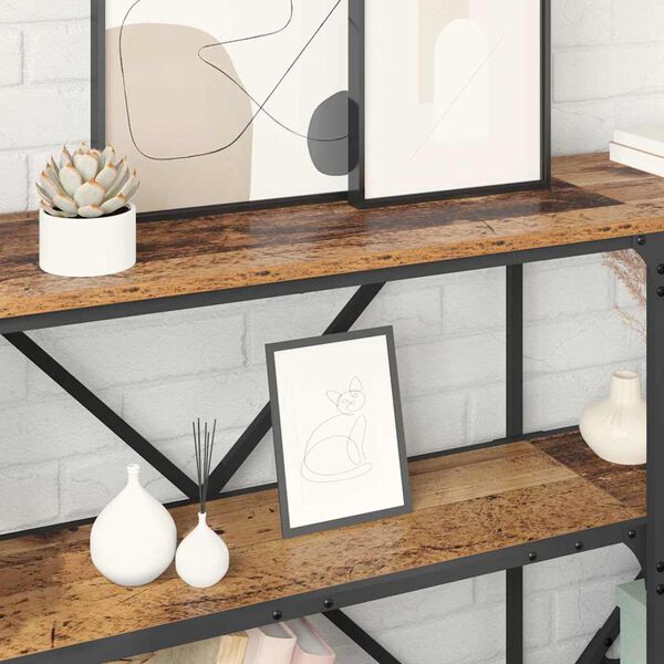 vidaXL Konsoollaud riiuliga Vana puit 180 x 30 x 75 cm Tehispuit