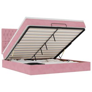 vidaXL Ottomani voodiraam madratsitega, roosa, 160x200 cm, samet