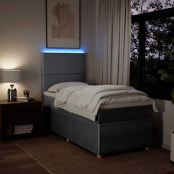 vidaXL kontinentaalvoodi madratsiga, helehall, 80x200 cm, kangas