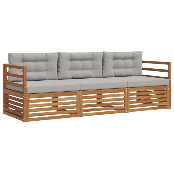 vidaXL V&auml;li diivanikomplekt padjaga 3 pcs Looduslik ja Hele Hall