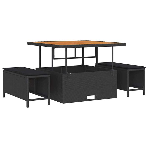 vidaXL Aia Diivanikomplekt padjaga ladustamisega padjaga 8 pcs Must