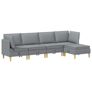 vidaXL Modulaarne diivanisari koos ladustamisega 5 pcs Helehall kangas