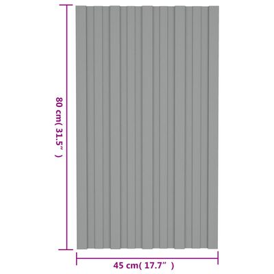 vidaXL katusepaneel 36 tk, tsingitud terasest, hall, 80 x 45 cm