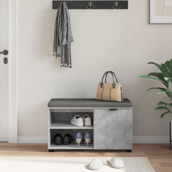 vidaXL Hallipink padjaga riiuliga uksega BetoonHall 80 x 38 x 46 cm