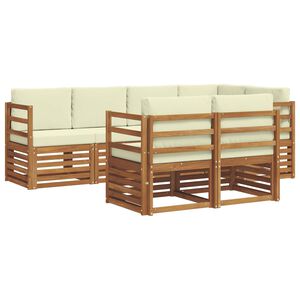 vidaXL Nurgadiivanikomplekt padjaga 7 pcs Looduslik ja kreem