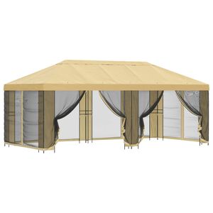 vidaXL Paviljon k&uuml;lgseinadega 6 x 3 m Kreemjas Pol&uuml;ester ja teras 190