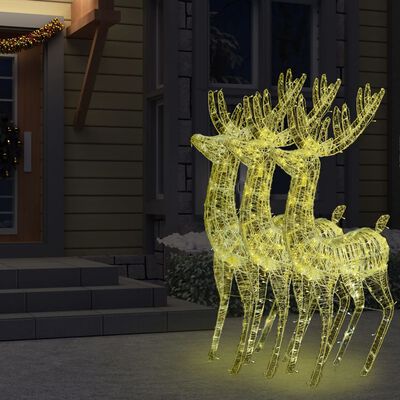 vidaXL XXL jõulu põhjapõdrad, 250 LEDiga, 3 tk, 180 cm, soe valge