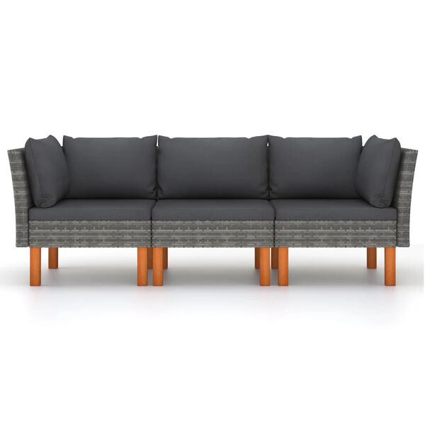 vidaXL 9-osaline aiamööblikomplekt patjadega, polürotang, hall