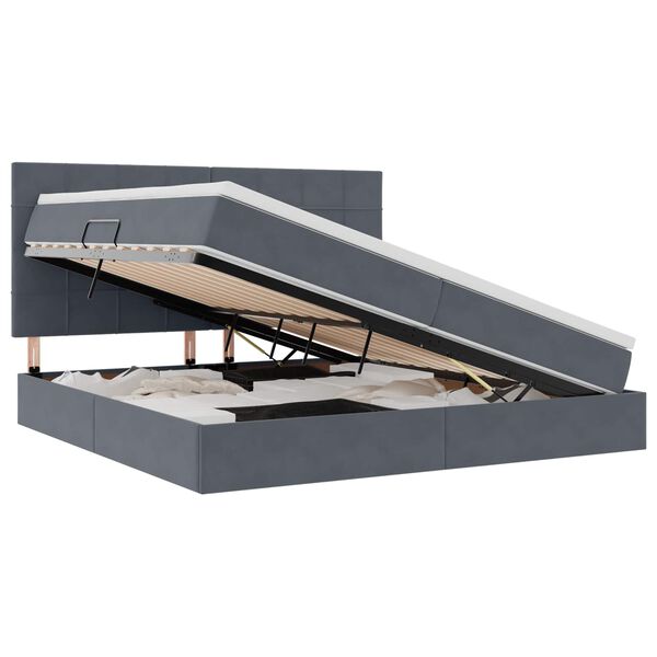 vidaXL Voodi hoiukohaga ja madratsiga Tumehall 200 x 200 cm Samet