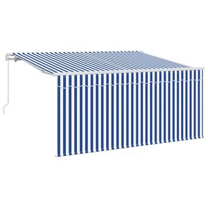 vidaXL K&auml;igukohandatav varikatus Sinine ja Valge 300 x 200 cm