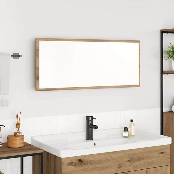 vidaXL Peegel LED -ribatuledega K&auml;sit&ouml;&ouml;puu 90 x 8,5 x 37 cm Tehispuit