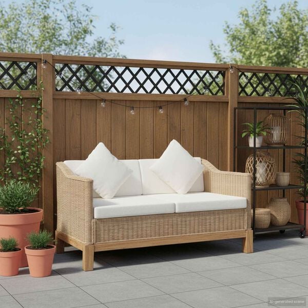 vidaXL 2-kohaline diivan patjadega, naturaalsest rotangist