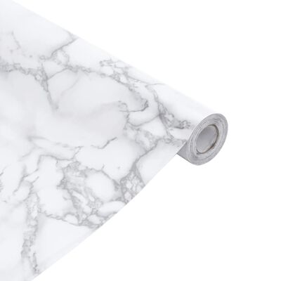 vidaXL isekleepuvad mööblikiled, valge marmor, 90 x 500 cm, PVC