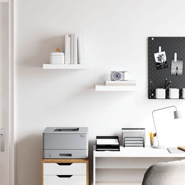 vidaXL seinariiulid, 2 tk, k&otilde;rgl&auml;ikega, valge, 40 x 23 x 3,8 cm MDF