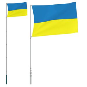 vidaXL Ukraina lipp ja lipumast, 5,55 m, alumiinium