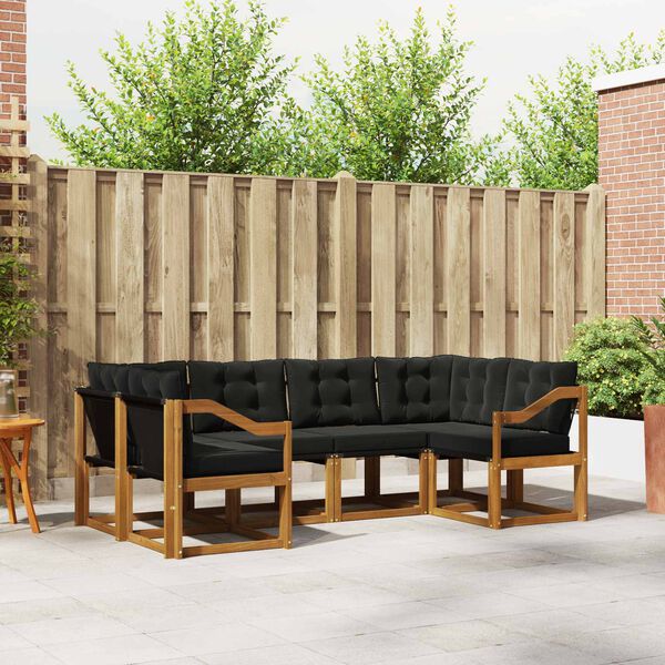 vidaXL V&auml;li diivanikomplekt padjaga 6 pcs Looduslik ja must