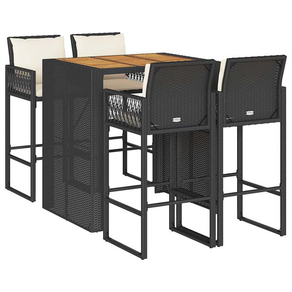 vidaXL 5-osaline aiatangide komplekt patjadega must pol&uuml;rotang