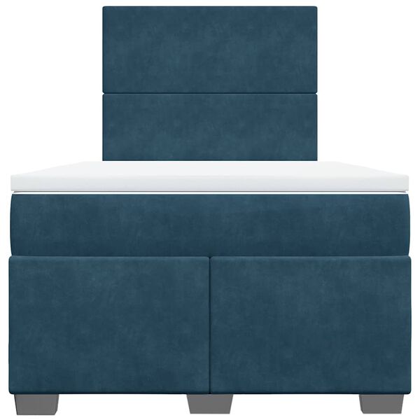 vidaXL kontinentaalvoodi madratsiga, sinine, 120 x 190 cm, samet