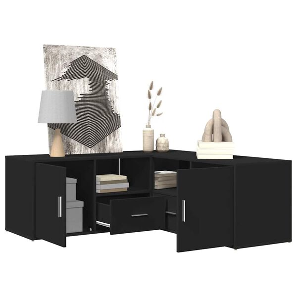 vidaXL nurgakapp, must 200x40x45 cm, puitlaastplat