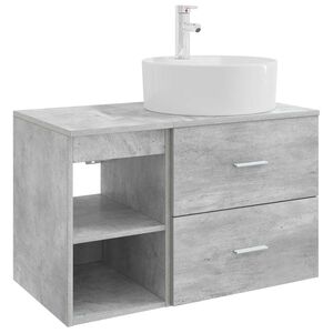vidaXL Vannitoa m&ouml;&ouml;bleset 2 pcs Betoonhall Tehispuit