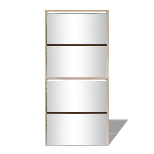 vidaXL nelja sahtliga kingakapp peegliga tamm 63 x 17 x 134 cm