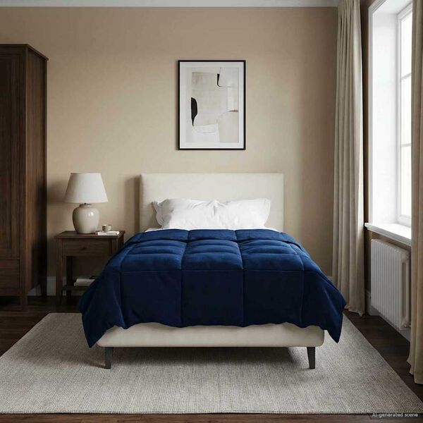 vidaXL Talve tek Rapistatud Tumesinine 155 x 200 cm Mikrokiud