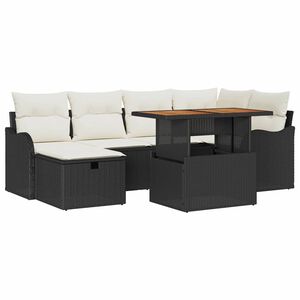 vidaXL Aia Diivanikomplekt 7 pcs Must pol&uuml;rotang