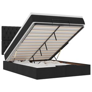 vidaXL ottomani voodi madratsita ja LED, must, 140x190 cm, kangas