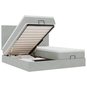 vidaXL Ottomani voodiraam madratsitega, helehall, 180x200 cm, samet