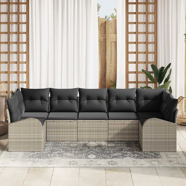 vidaXL Aia Diivanikomplekt padjaga 7 pcs Helehall pol&uuml;rotang