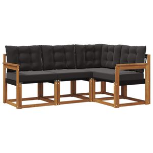 vidaXL V&auml;li diivanikomplekt padjaga 4 pcs Looduslik ja must