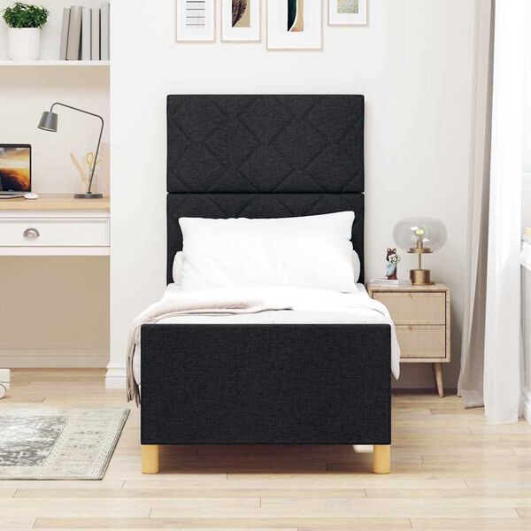 vidaXL Voodi raam peaga Must 80 x 200 cm kangas