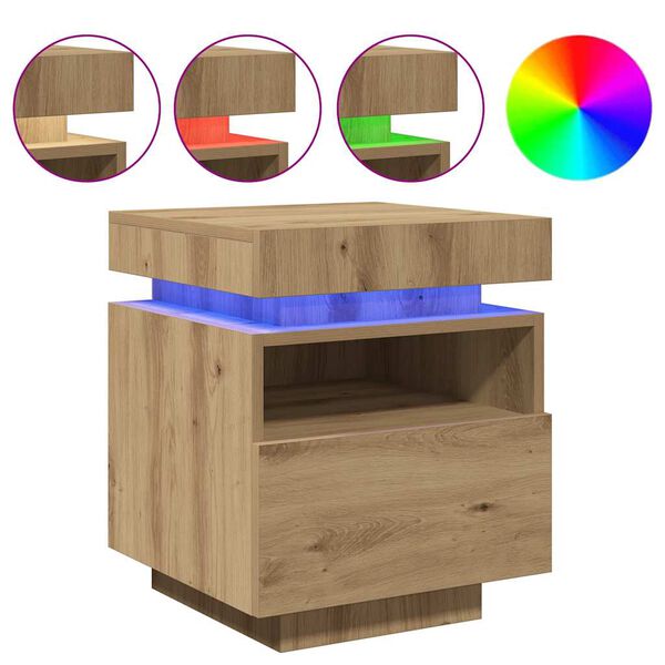 vidaXL LED-valgustitega öökapid 2 tk Artisan Oak 40x39x48,5 cm