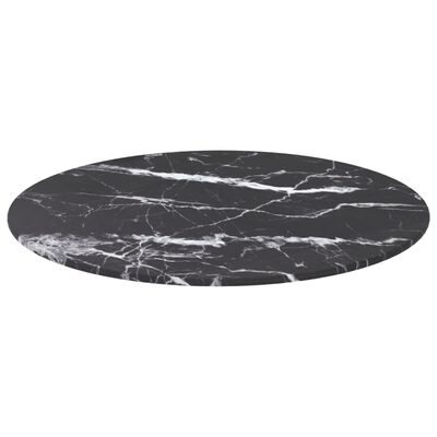 vidaXL lauaplaat, must Ø50x0,8 cm, karastatud klaas marmordisain