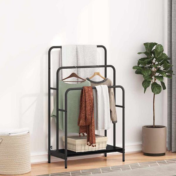 vidaXL Riidepuu riiuliga Must tamm 60 x 30 x 100,5 cm Tehispuit