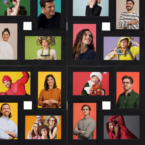 vidaXL kollaaž-pildiraam 24x(13x18 cm), must MDF