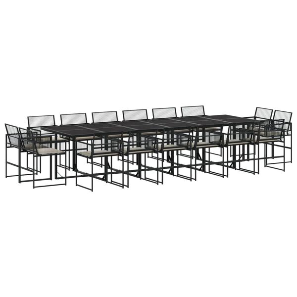 vidaXL 17-osaline aia s&ouml;&ouml;gim&ouml;&ouml;bli komplekt patjadega, must, pol&uuml;rotang