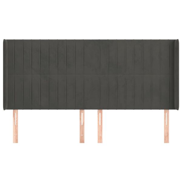 vidaXL voodipeats servadega, tumehall, 183x16x118/128 cm, samet