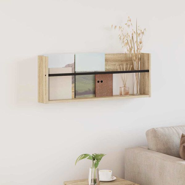 vidaXL Ajakirja riiul riiuliga Sonoma tamm 80 x 12 x 30 cm Tehispuit