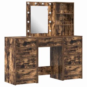 vidaXL Riietumislaud peeglituledega sahtliga 3 pcs Pruun Tehispuit