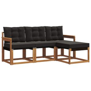vidaXL V&auml;li diivanikomplekt padjaga 4 pcs Looduslik ja must