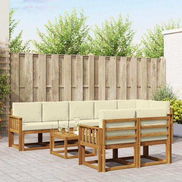 vidaXL V&auml;li diivanikomplekt padjaga 9 pcs Looduslik ja kreem