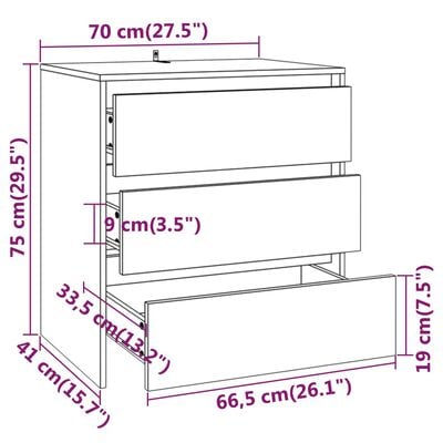 vidaXL puhvetkapp, betoonhall, 70 x 41 x 75 cm, puitlaastplaat