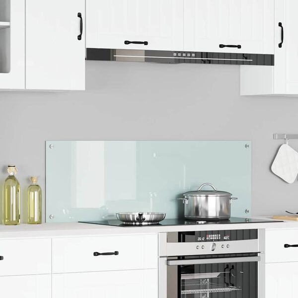 vidaXL K&ouml;gi Splashback Valge 120 x 40 cm karastatud klaas