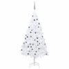 vidaXL valgustusega kunstkuusk kuulidega, valge, 120 cm, PVC