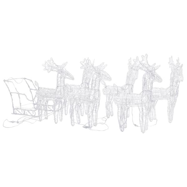 vidaXL põhjapõdrad saaniga, jõulukaunistus, 320 LEDi, akrüül