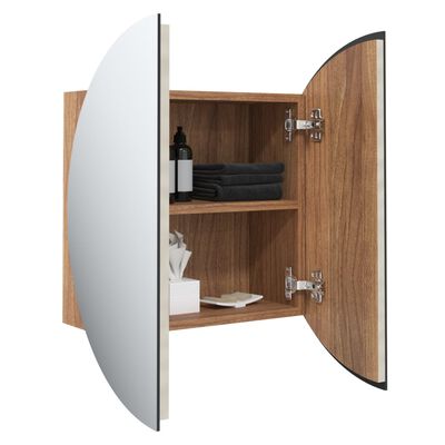 vidaXL vannitoakapp ümmarguse peegli ja LEDiga, tamm, 47x47x17,5 cm